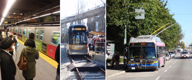 Transit options - Skytrain, Streetcar or Trolley bus